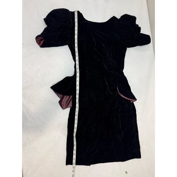 Gothic Whimsigoth Vintage Dress Black Velvet Purple 80s Act III USA Rare Small - Picture 7 of 12